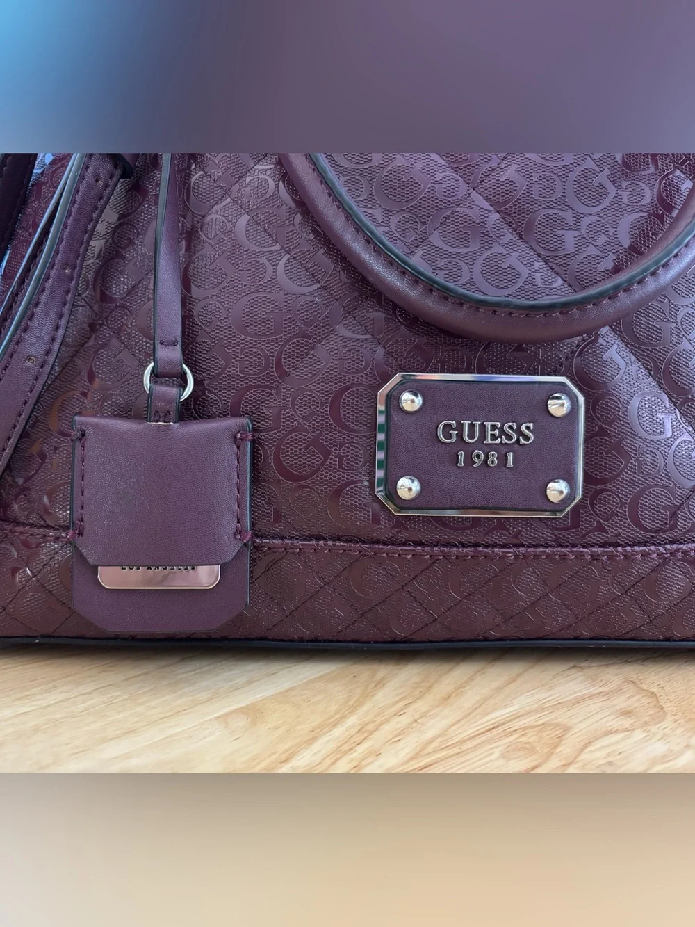 GUESS Plum Satchel with Matching Wallet